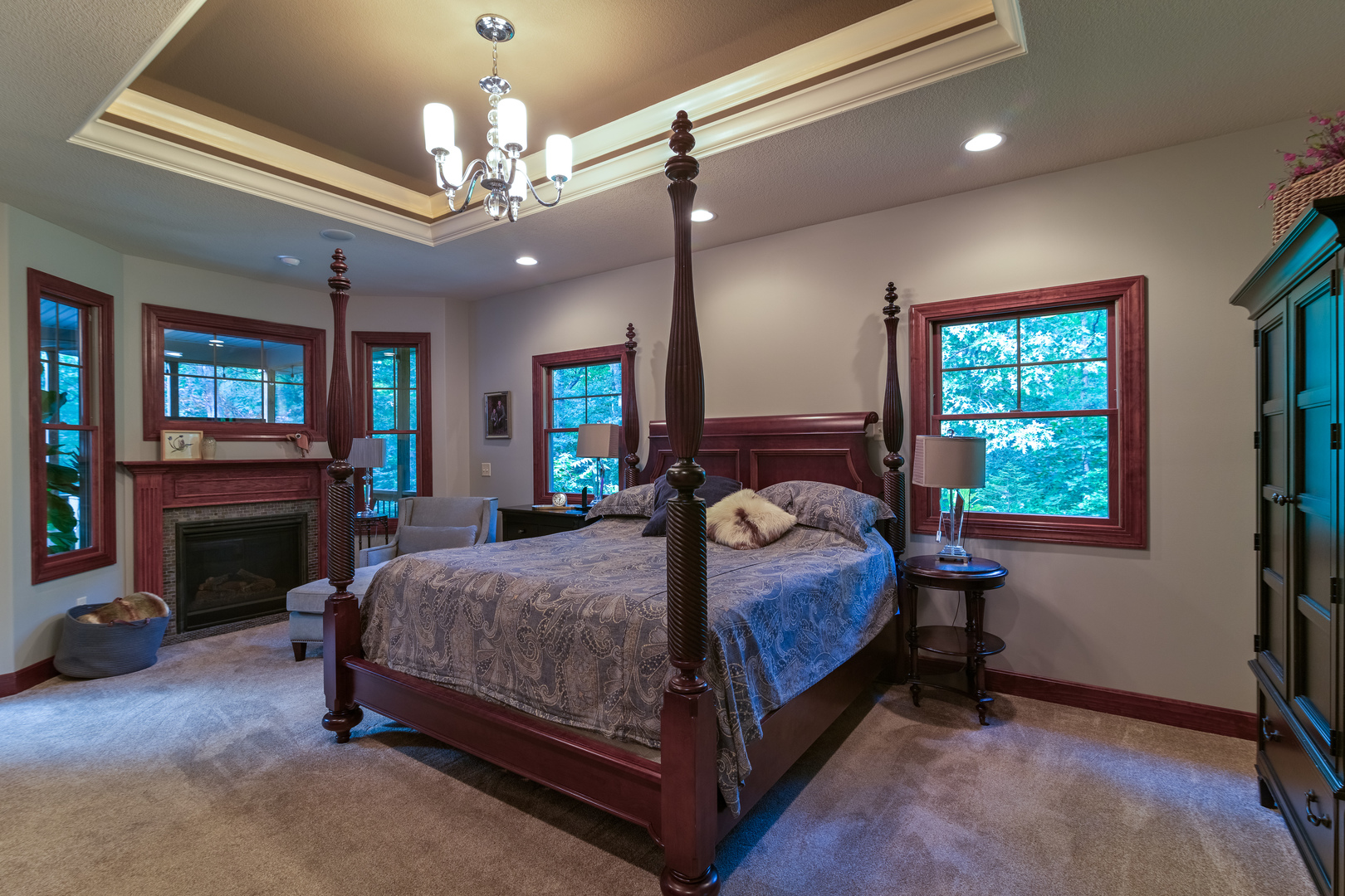 6690 Little Galilee Road Clinton, IL 61727 - Photo 30 of 53 a bedroom with a bed and a chandelier