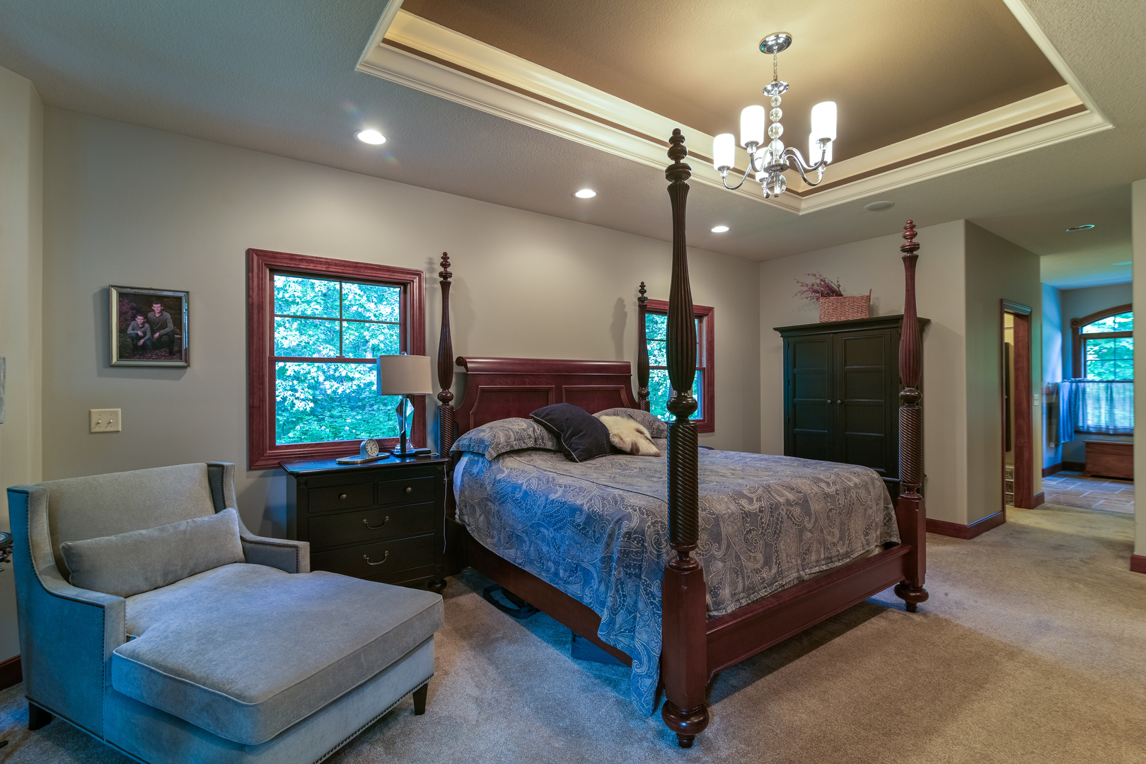 6690 Little Galilee Road Clinton, IL 61727 - Photo 31 of 53 a bedroom with a bed chandelier and a window