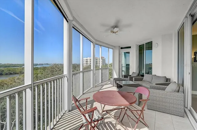 an aerial view of a house with outdoor space