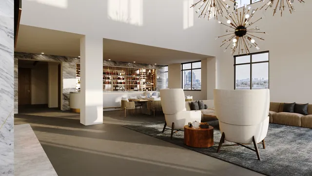 a bedroom with bed and a large window