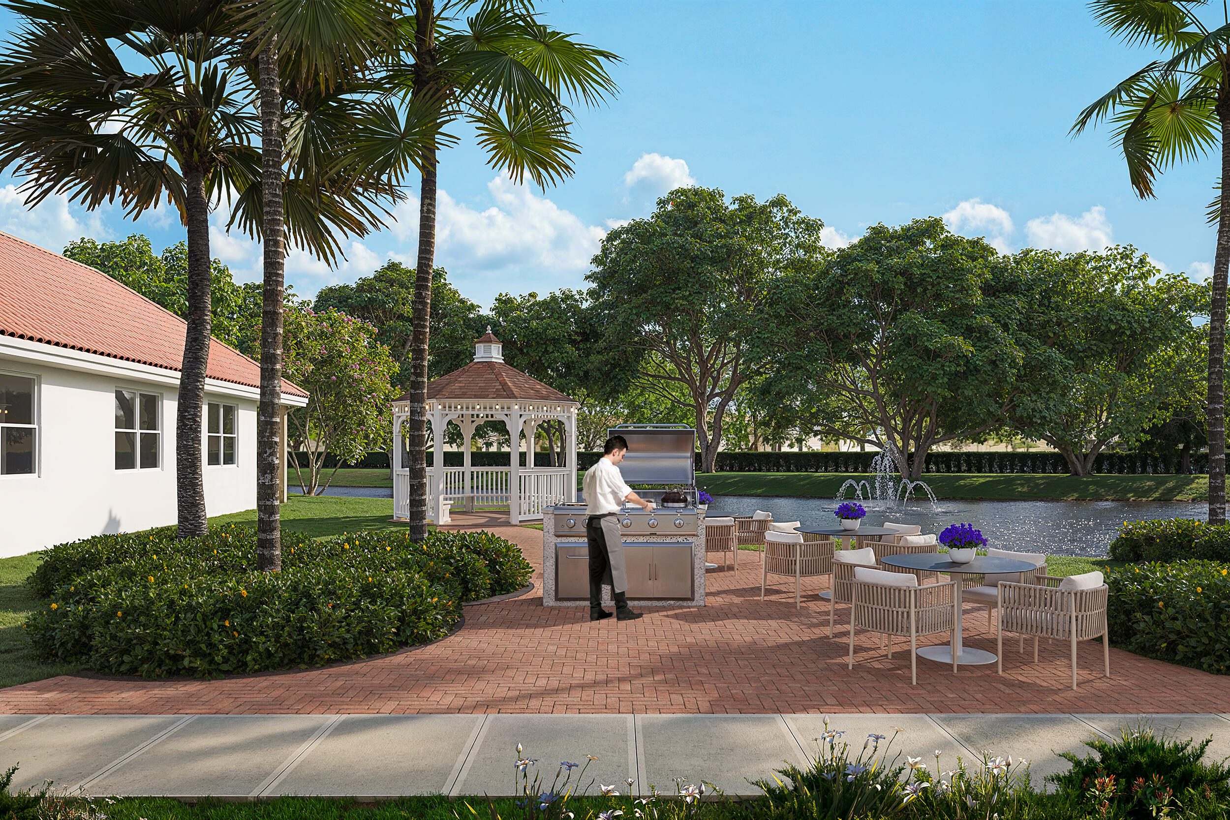 5458 Via Delray Boulevard, Unit 110 Delray Beach, FL 33484 - Photo 29 of 30 a view of house with patio outdoor seating and entertaining space