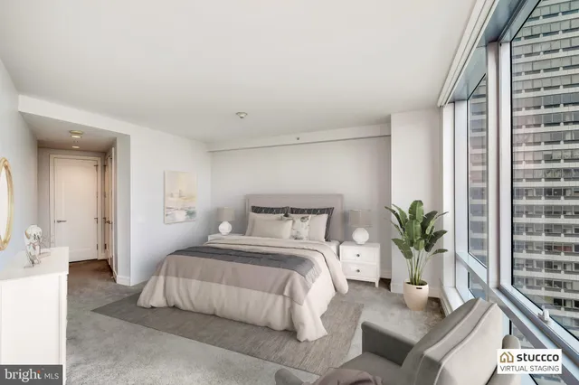 a view of a city with tall buildings