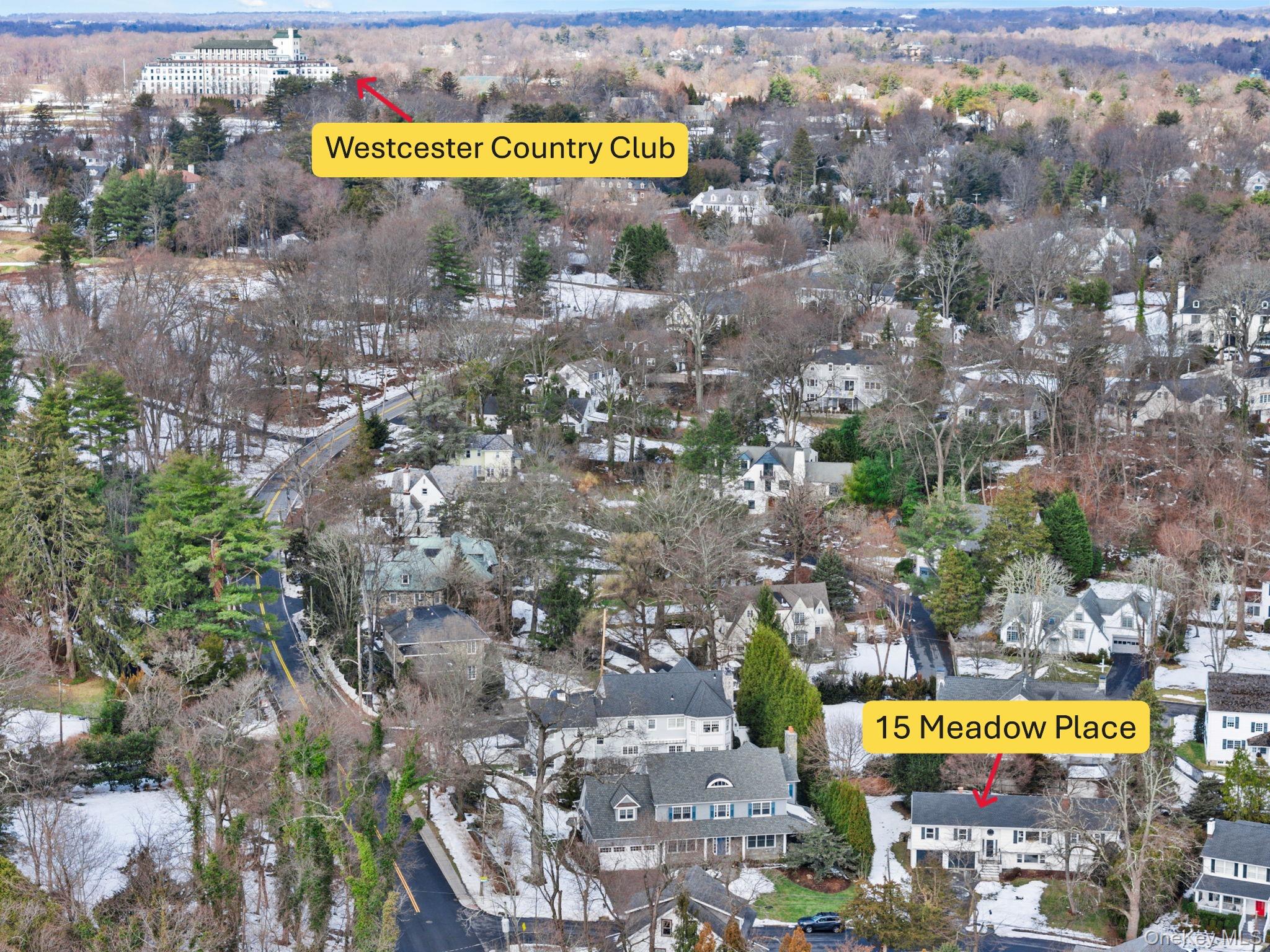 15 Meadow Place Rye, NY 10580 - Photo 36 of 39 Aerial View from back of home shows proximity to Westchester Country Club and Harrison neighborhoods.