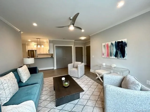 a living room with furniture and a couch