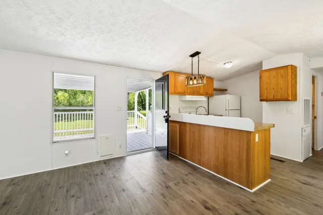 a view of kitchen and window