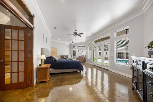 a view of a building with sitting area