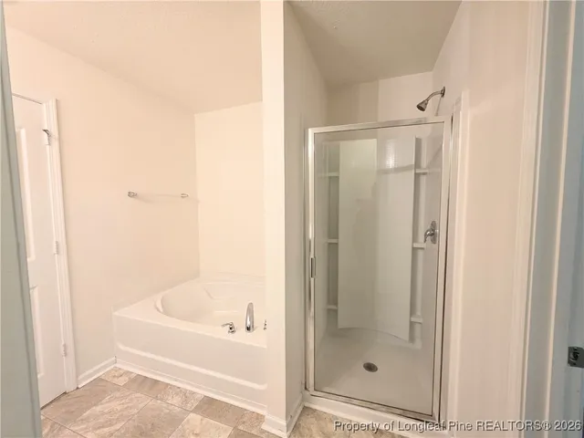 a bathroom with a bathtub