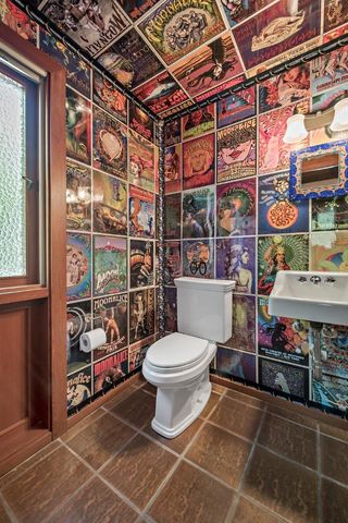 a view of a blue and white door