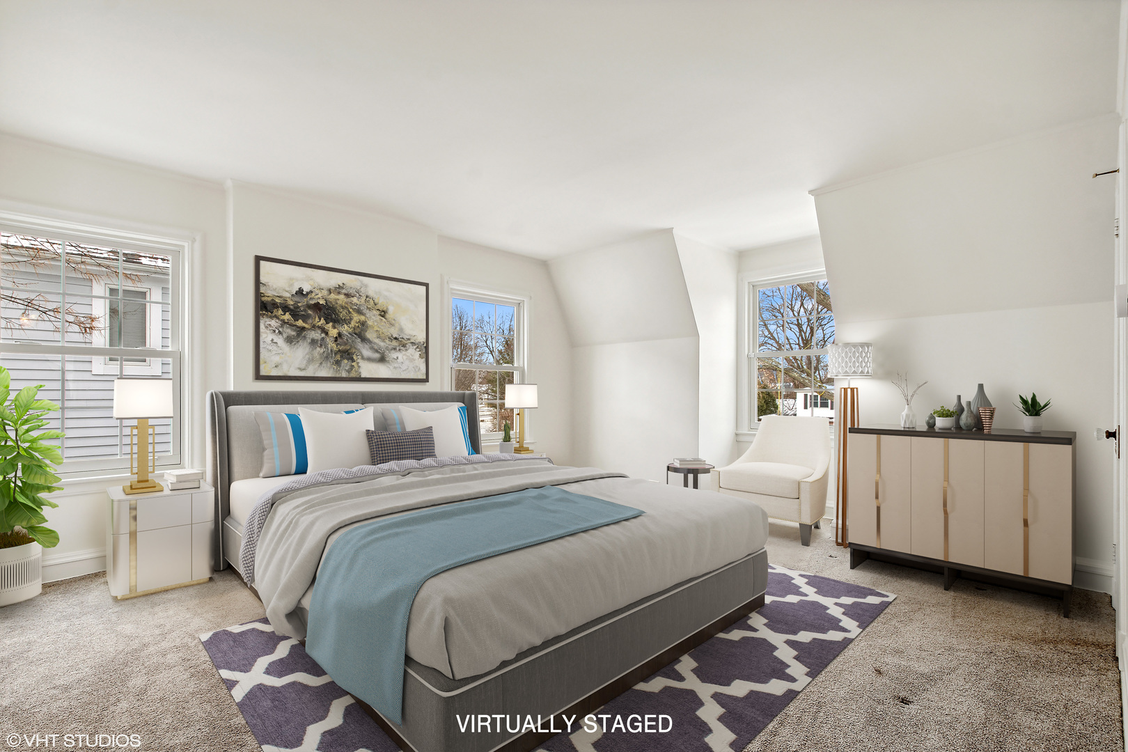 574 Braeside Road Highland Park, IL 60035 - Photo 15 of 29 a bedroom with a bed and a painting on the wall