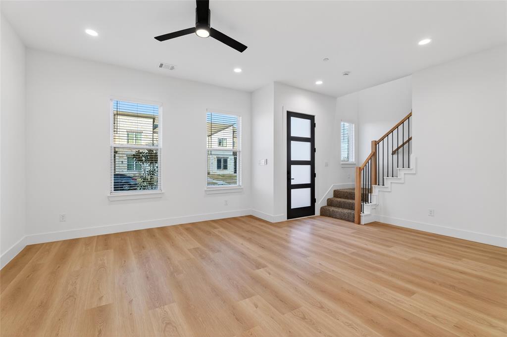 8901 Lowell Street Rowlett, TX 75089 - Photo 12 of 24 Entrance foyer with light wood-type flooring, recessed lighting, and a ceiling fan