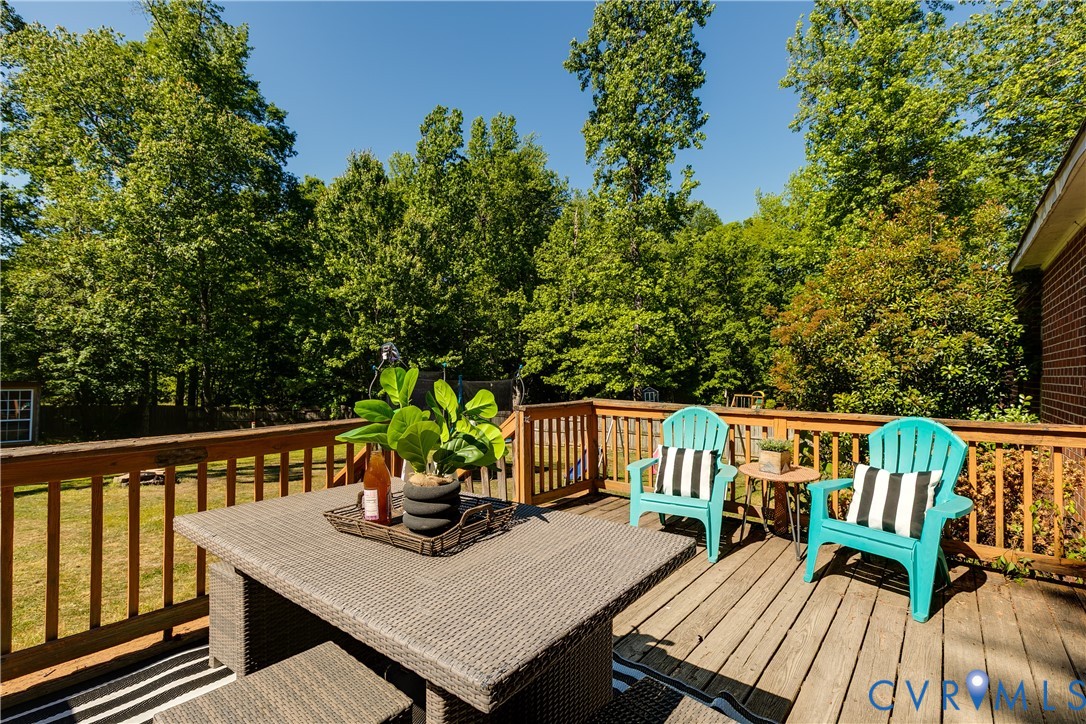 11211 Moravia Road Midlothian, VA 23112 - Photo 35 of 40 a view of a deck with furniture and trees