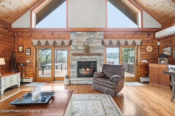 a view of a lake from a balcony