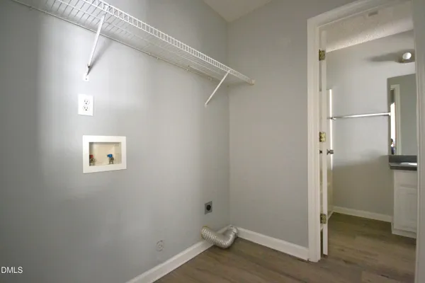 a view of small space with wooden floor