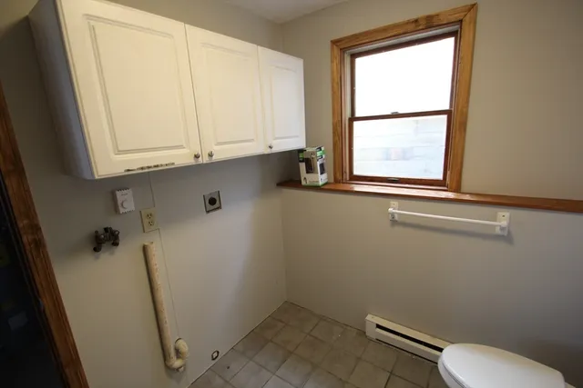 a bathroom with a window