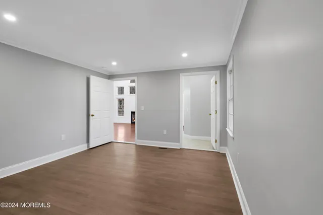 a view of a room with racks on the wall