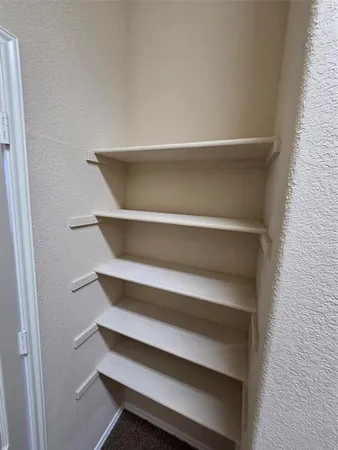 a view of an empty walk in closet