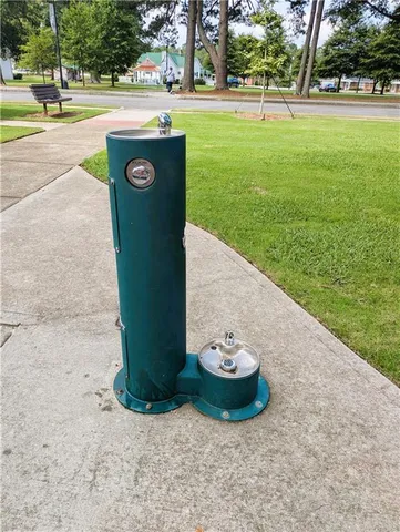 a view of swimming pool with sitting area and covered with trees