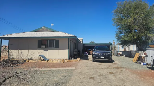 a car parked in front of a house