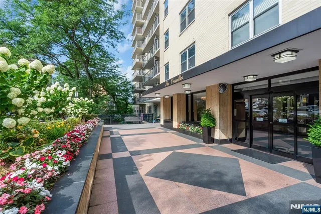 a view of a building with garden