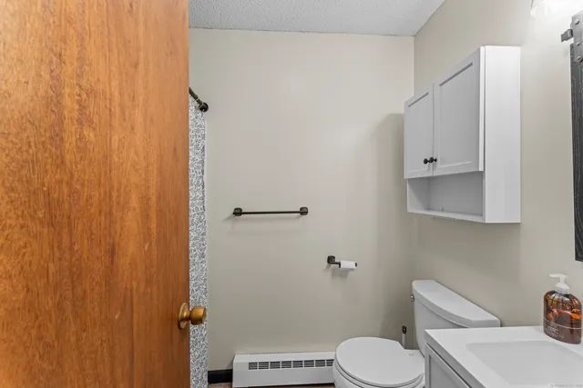 a view of a balcony with wooden floor