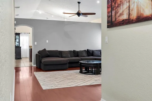 a living room with a couch and a coffee table