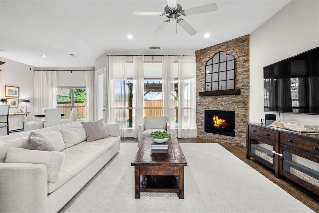 8 Center Court Heath, TX 75032 - Photo 12 of 34 a living room with furniture fireplace and window