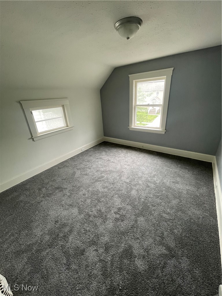 912 Yellowstone Road Cleveland Heights, OH 44121 - Photo 24 of 35 Bonus room with vaulted ceiling, carpet flooring, and a textured ceiling