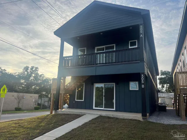 a view of a house with a balcony