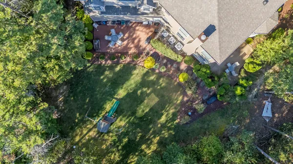 a backyard of a building