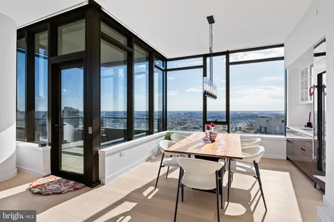 a work place with a table and chairs