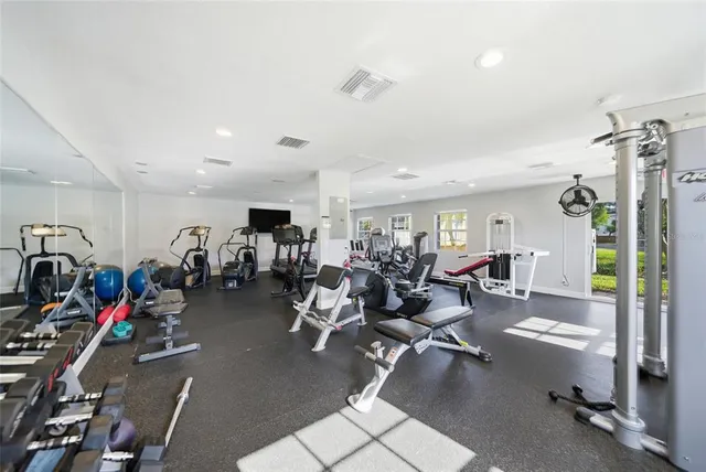 a view of a room with gym equipment