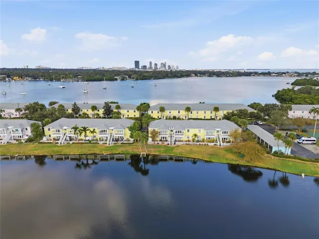 a view of a city with an ocean