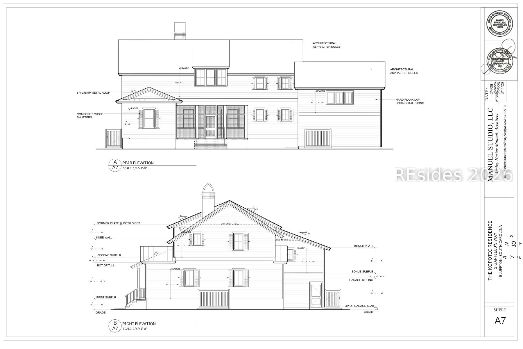 1 Garfields Way Bluffton, SC 29910 - Photo 22 of 32 approved rear elevation