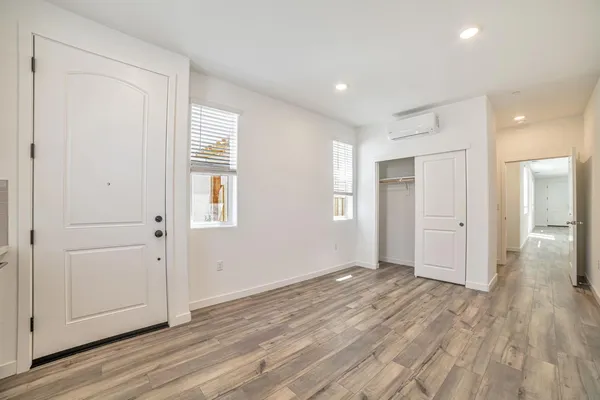 an empty room with windows