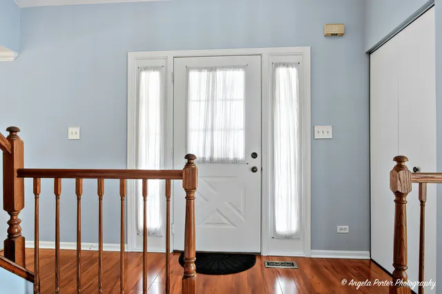 a view of a bathroom with a bathtub