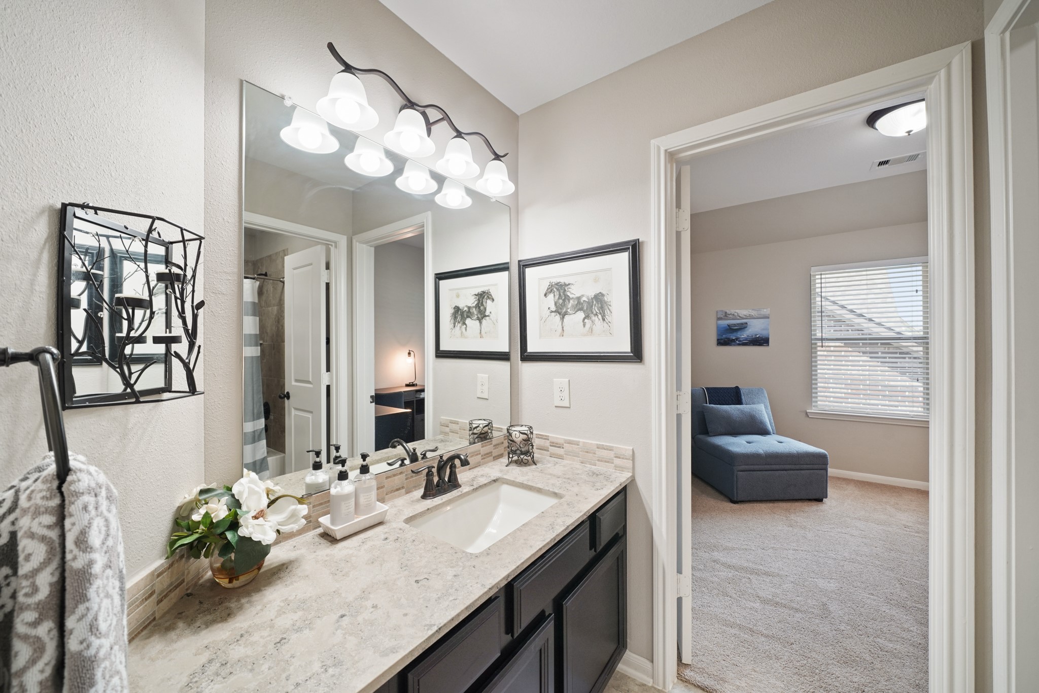 4210 Dalea Clover Lane Manvel, TX 77578 - Photo 26 of 38 a bathroom with a sink double vanity and a mirror