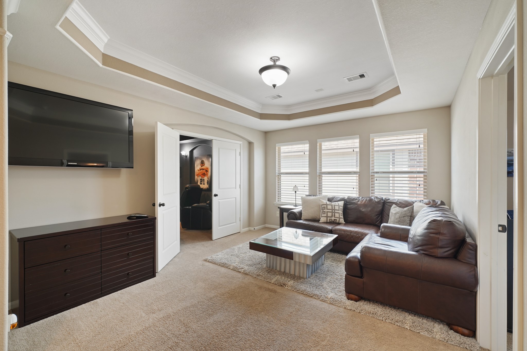 4210 Dalea Clover Lane Manvel, TX 77578 - Photo 28 of 38 a living room with furniture and a flat screen tv