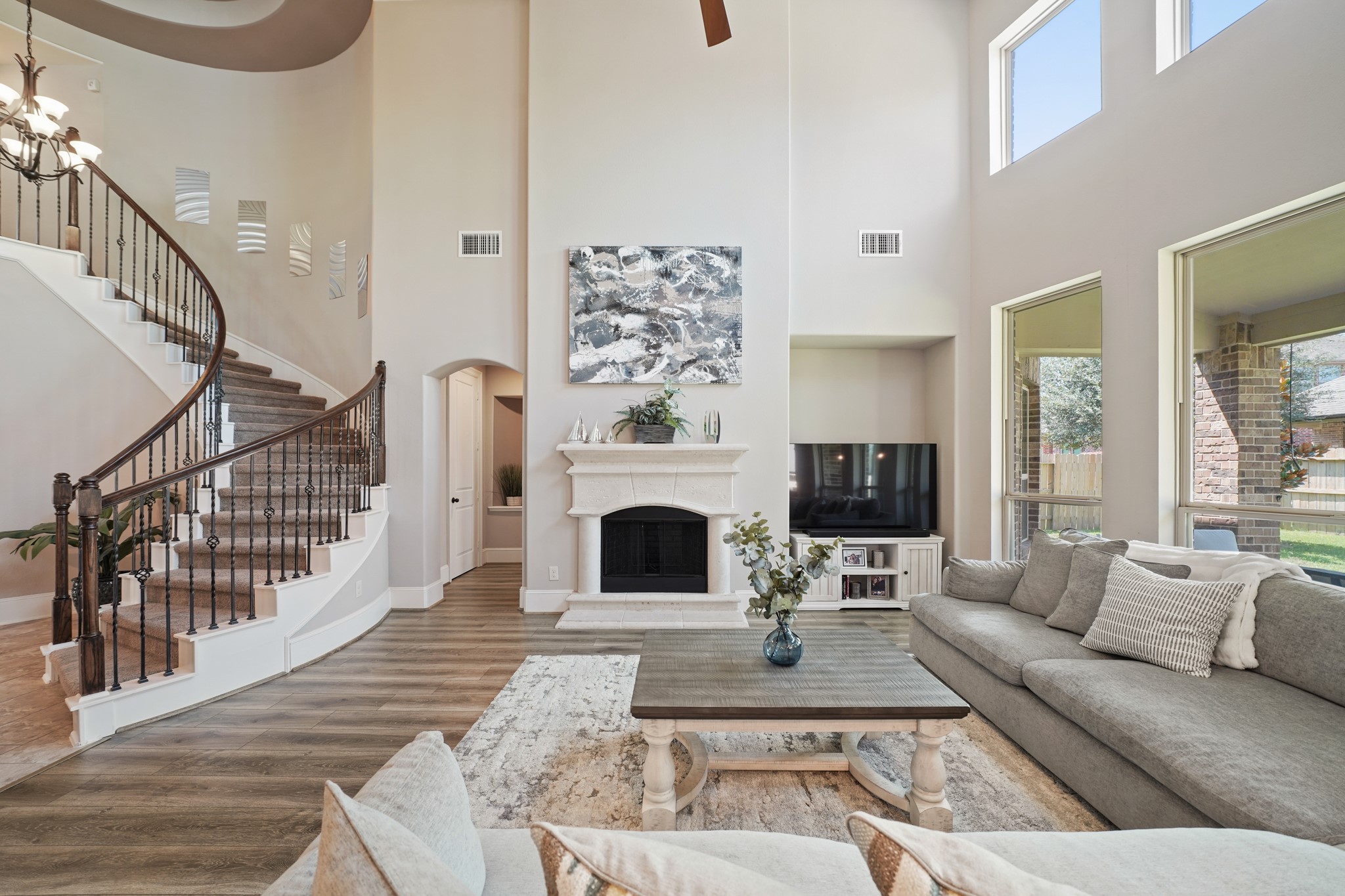 4210 Dalea Clover Lane Manvel, TX 77578 - Photo 9 of 38 a living room with furniture and a fireplace