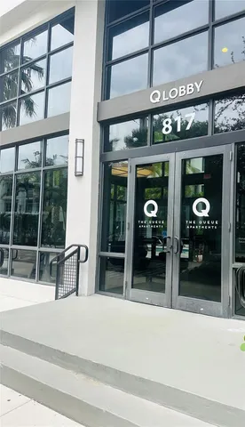 a view of a building entrance