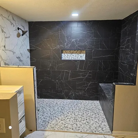 a bathroom with a shower