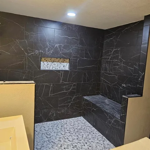 a bathroom with a shower