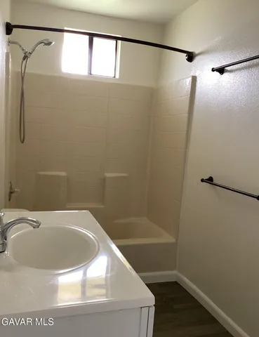 a bathroom with a bathtub