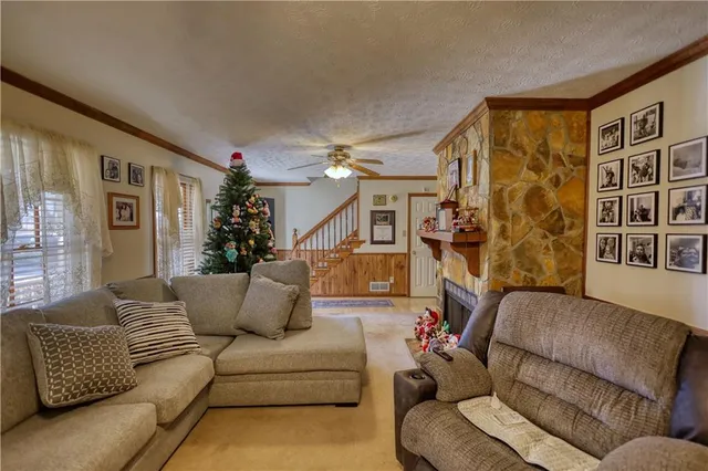 a living room with furniture and a couch