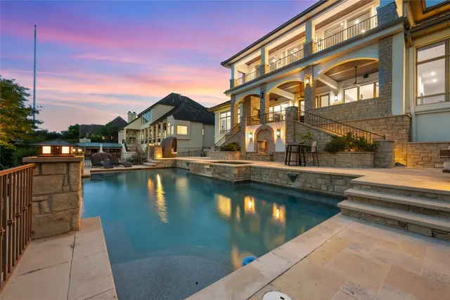a view of a lake with a house