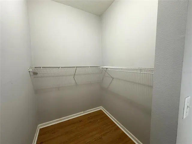 a view of small space with racks on the wall