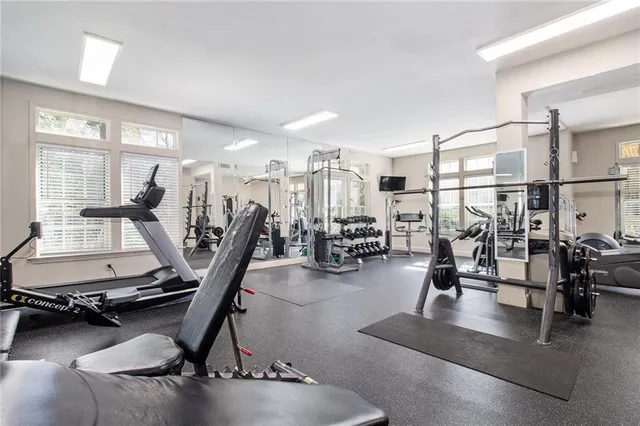 a view of a room with gym equipment