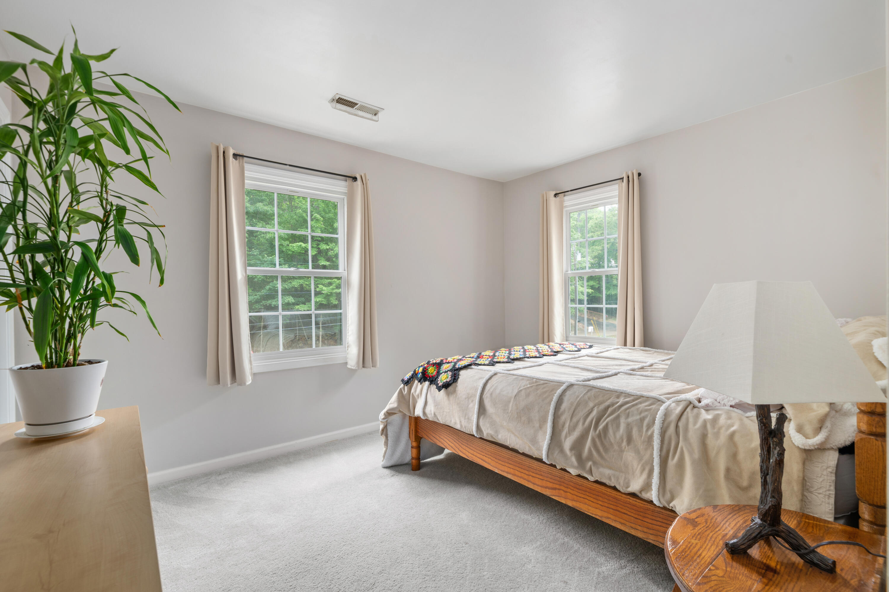 3341 Hidden Oak Road Southwest Roanoke, VA 24018 - Photo 16 of 26 a bedroom with a bed and a potted plant