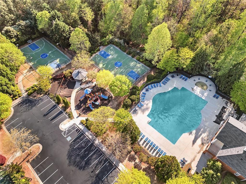 3173 Abbey Place Southwest Atlanta, GA 30331 - Photo 54 of 56 an aerial view of a house with a yard and fountain