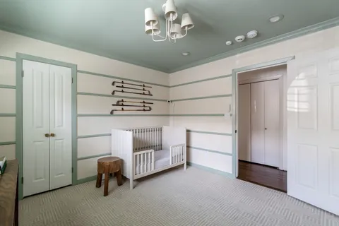 a room with cabinets and a couch