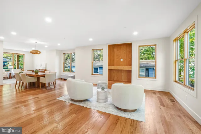 a view of balcony with wooden floor